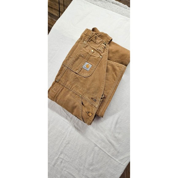 Carhartt Other - Carhartt Mens Duck Bib Overalls Double Knee Work Pants Brown R01 BRN 30 Inseam